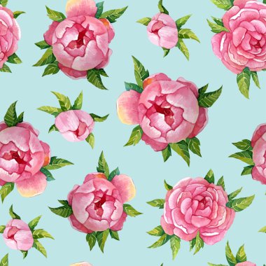 Peonies suluboya desen