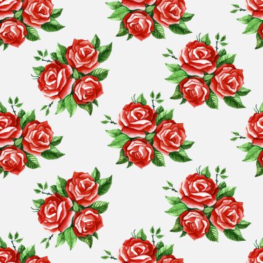 Suluboya gül deseni