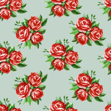 Suluboya gül deseni