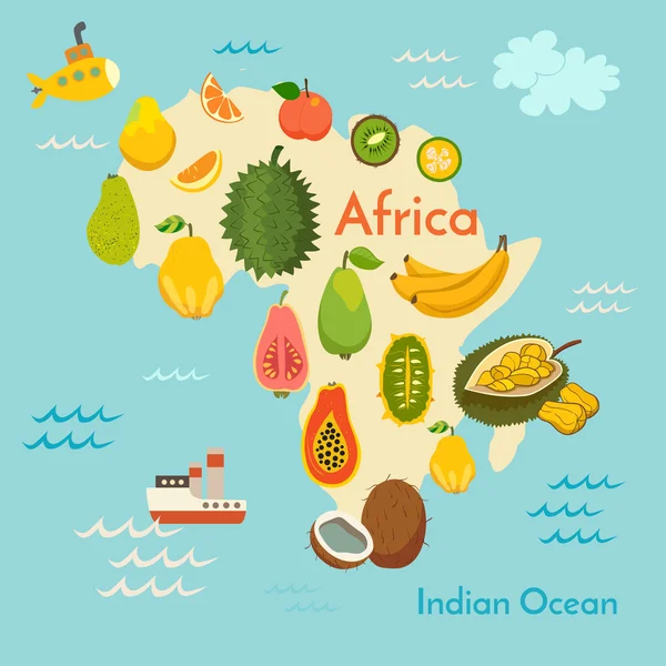 Fruit world map, Africa — Stock Vector
