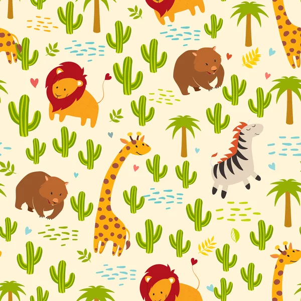 Animals seamless background — Stock Vector