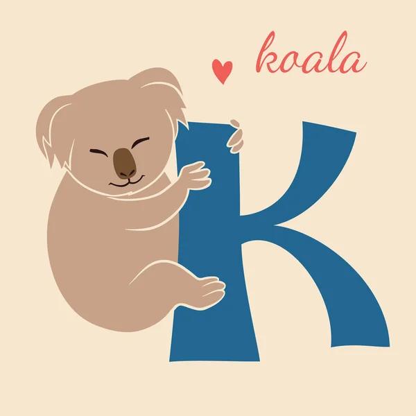 树袋熊和字母 K — 图库矢量图片