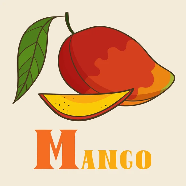 M для манго в ручному мальованому стилі — стоковий вектор