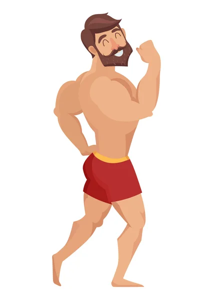 Sexy musclé, homme barbu — Image vectorielle