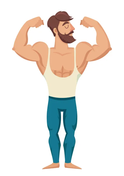 Homme barbu avec les muscles — Image vectorielle