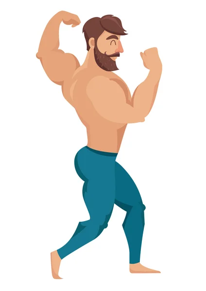 Homme barbu avec les muscles — Image vectorielle