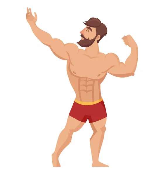 Sexy svalnatá, vousatý muž — Stockový vektor