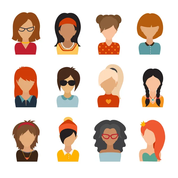 Woman character icons — Stock Vector