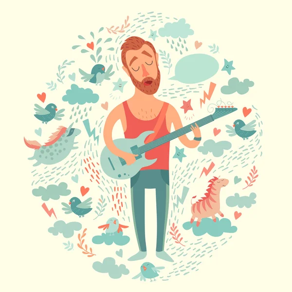çizgi film gitarist gitar çalmak
