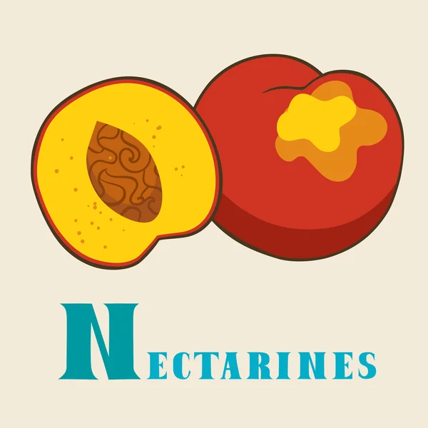 N pour nectarines dessinées à la main Illustration — Image vectorielle