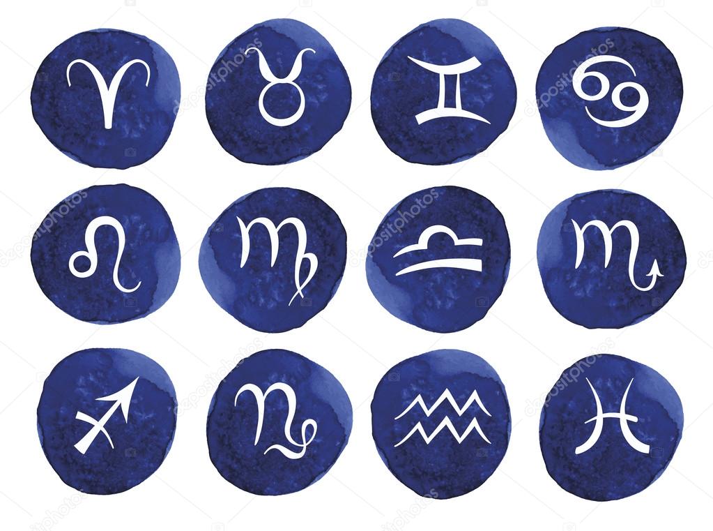 Watercolor zodiac icons set