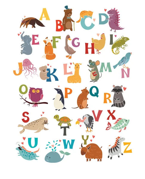 Cute vector zoo alphabet Stock Illustration