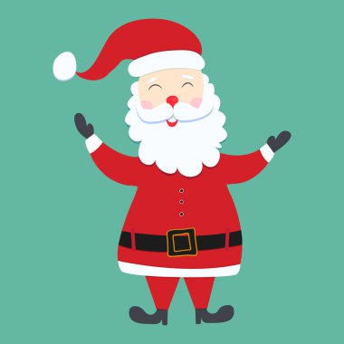 Noel Baba vektörü, yeşil arka planda Noel karakteri