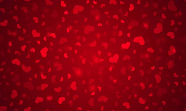 Vektorové Červené Srdce Pozadí Svatého Valentýna Světly Pro Karty Ilustrace — Stockový vektor