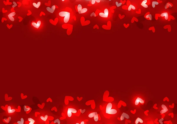 Herz Hintergrund Oder Karte Mit Lichtern Und Roten Elementen Valentinstag — Stockvektor