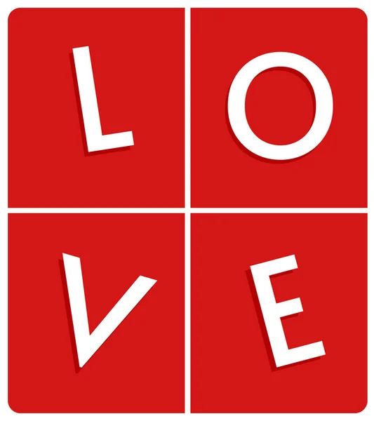 Karta miłości z białym tekstem na czerwonym tle w dniu św. Walentego — Wektor stockowy