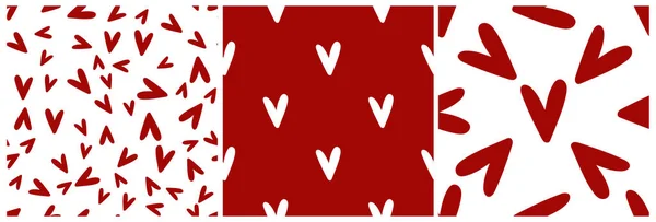 Kırmızı kalple sembolik desenler, Sevgililer Günü 'nde belirlenen vektör. — Stok Vektör