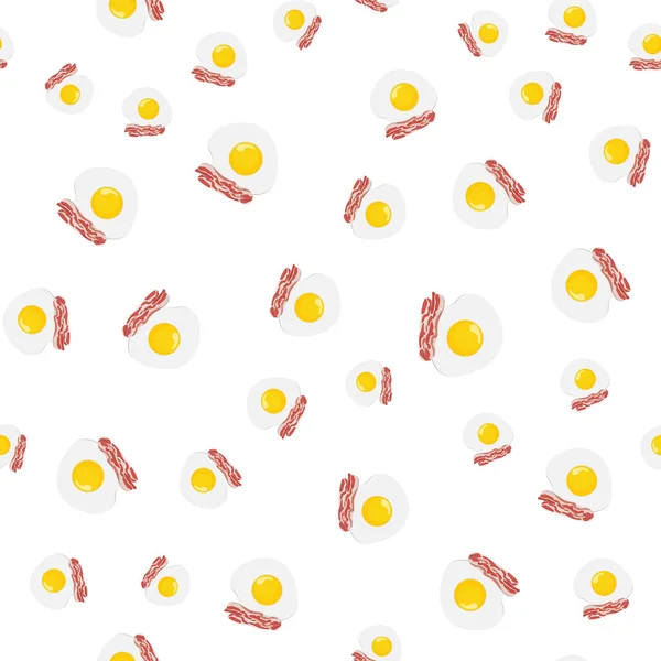 Бесшовный векторный рисунок с яйцами, беконом для кухонного текстиля и др. — стоковый вектор