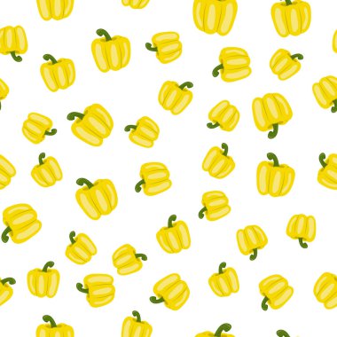 Doldurulmuş biberli kusursuz desen, mutfak, tekstil, duvar kâğıdı, kıyafet ve diğer şeyler için beyaz arka planda kırmızı biber.