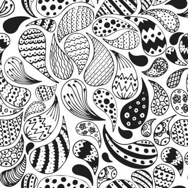 Beyaz arkaplanda kusursuz vektör soyut çiçek damlaları deseni