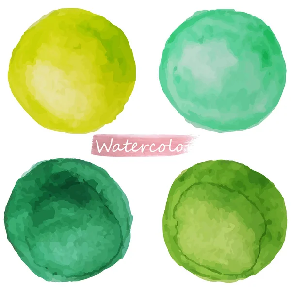 Aquarelle verte sur fond blanc. Ensemble de taches Vecto — Image vectorielle