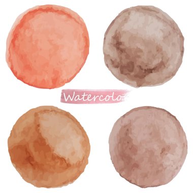 Beyaz arka planda suluboya kahverengi ve turuncu set. Bir dizi leke.