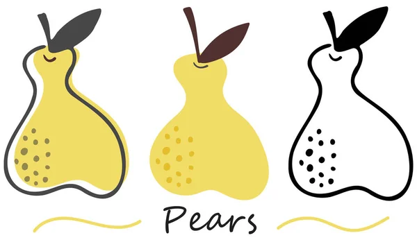 Poire vectorielle. Design dessiné à la main. Fruits sur fond blanc — Image vectorielle