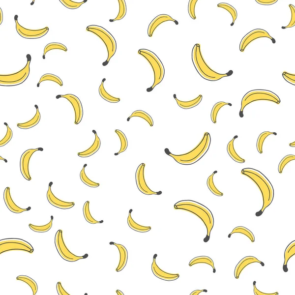 Modèle vectoriel sans couture avec des fruits de banane sur fond blanc. Modèle mignon avec des fruits dessinés à la main — Image vectorielle
