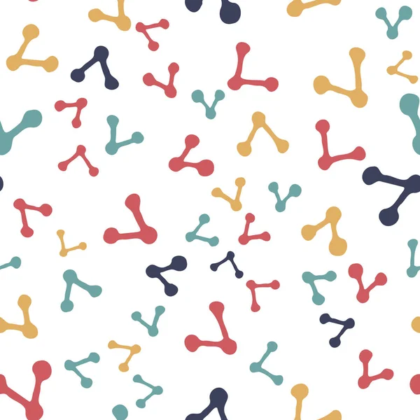 Patrón abstracto sin costura vectorial con formas de internet de enlace de colores. Patrón dibujado a mano multicolor sobre fondo blanco — Vector de stock