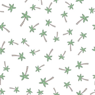 Parmak izi, not defteri, duvar kağıdı, giysi, çocuk baskısı, tekstil ve diğer şeyler için beyaz zemin üzerinde palmiye ağacı olan kusursuz vektör deseni