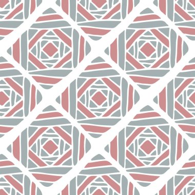 Soyut eşkenar dörtgen ile kusursuz bir şablon. Tekstil, not defterleri, hatıra defterleri, baskılar, giysiler, duvar kağıtları için beyaz arkaplan üzerine el çizimi kare