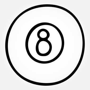 Vektör el bilardo topu sekizi çekti. İllüstrasyon, renk, baskı, arka plan ve diğer şeyler için izole karalama çizimi