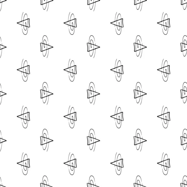 Векторный Бесшовный Узор Нарисованным Вручную Абстрактным Треугольником Водоворотом Белом Фоне — стоковый вектор