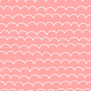 Pembe arka planda elle çizilmiş basit, pürüzsüz desenli vektör. Baskı, arkaplan, kiremit, tekstil, duvar kağıdı, kıyafet, bebek odası çizimleri