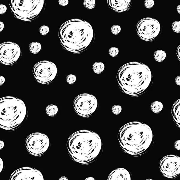 Vektorový Bezproblémový Vzorec Kruhy Grunge Ručně Kreslené Abstraktní Tvary Černém — Stockový vektor