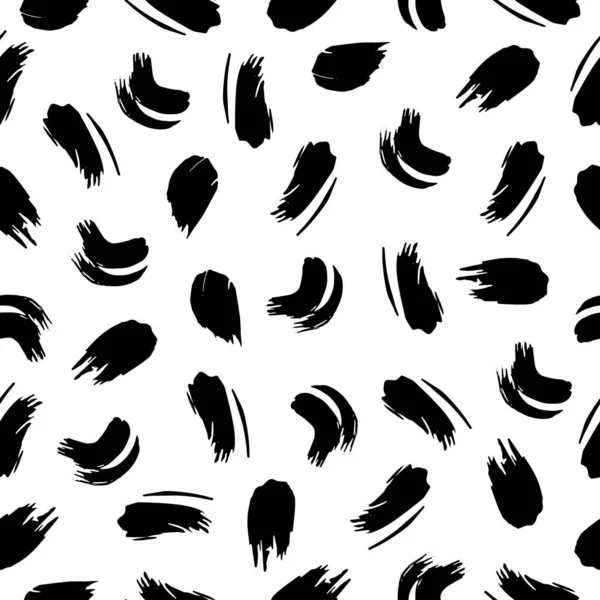 Векторный Бесшовный Узор Нарисованными Вручную Абстрактными Мазками Чернил Иллюстрация Черными — стоковый вектор