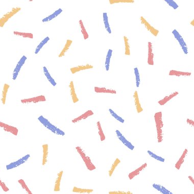 Beyaz arkaplanda iz, duvar kağıdı, ambalaj kağıdı, not defteri, tekstil, illüstrasyon için renkli fırça darbesi olan vektörsüz desen