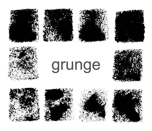 Ensemble Rectangle Grunge Vectoriel Formes Texturées Noires Sur Fond Blanc — Image vectorielle