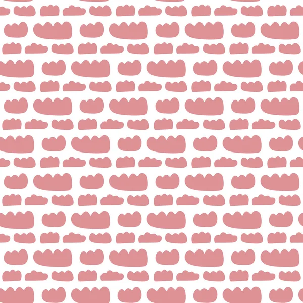 Vector naadloos patroon met roze wolken op witte achtergrond. Handgetekende doodle illustratie. — Stockvector