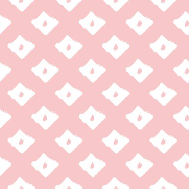 Duvar kâğıdı, defter, tekstil, fayans ve diğer şeyler için beyaz zemin üzerine pembe şirin, soyut el çizilmiş vektörsüz desen