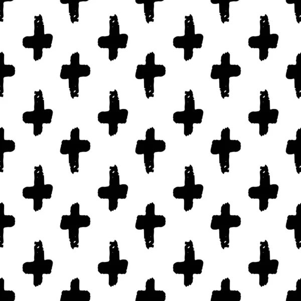 白い背景に黒い手で描かれたベクトルシームレスなパターン。スケッチなイラスト — ストックベクタ