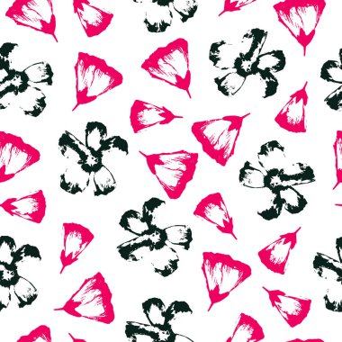 Kağıt, not defteri, tekstil, fayans, giysi için beyaz arkaplan üzerine el çizimi çiçekler ile vektörsüz desen.