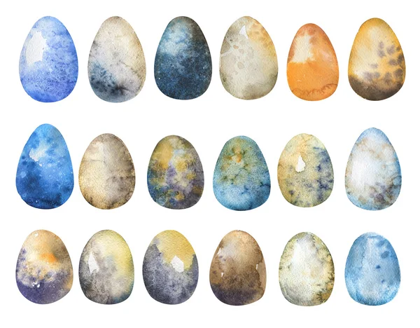 Uova di Pasqua disegnate a mano acquerello set. Illustrazione per il saluto — Foto Stock