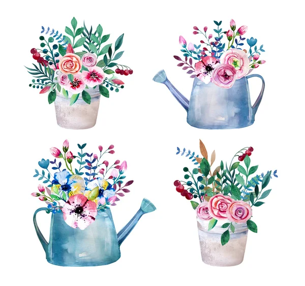 Set of watercolor bouquets