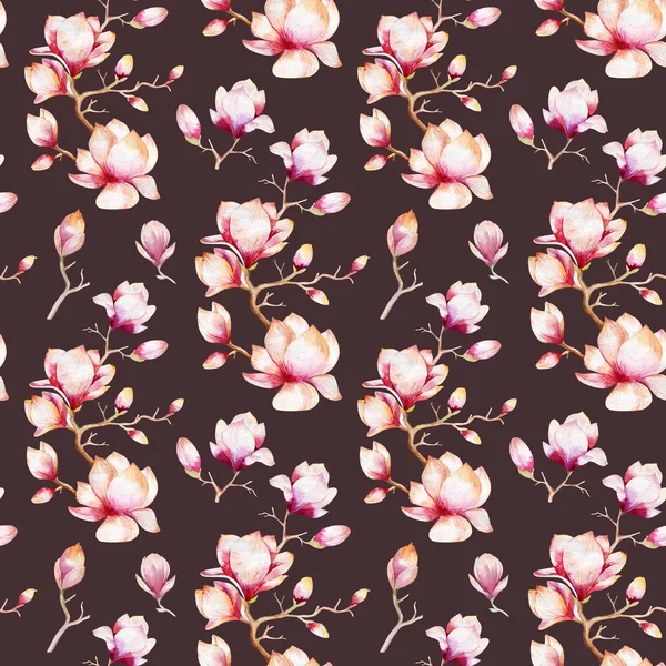 Magnolia λουλούδια και τα φύλλα μοτίβο — Φωτογραφία Αρχείου