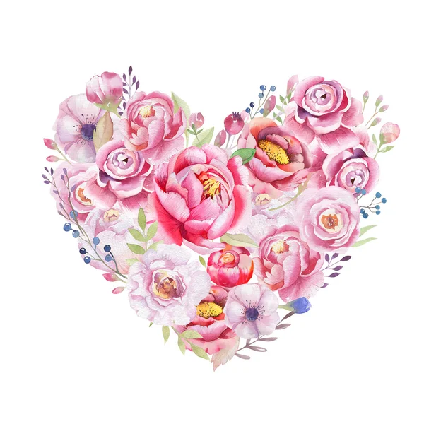 Květinové srdce tvar kytice. — Stock fotografie