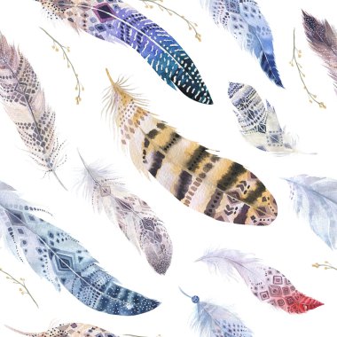 Suluboya tüyler desen