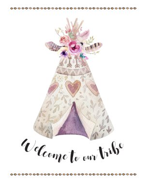 Handdrawn suluboya kabile teepee