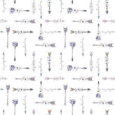 Teepee, oklar ve tüyler ile dikişsiz desen