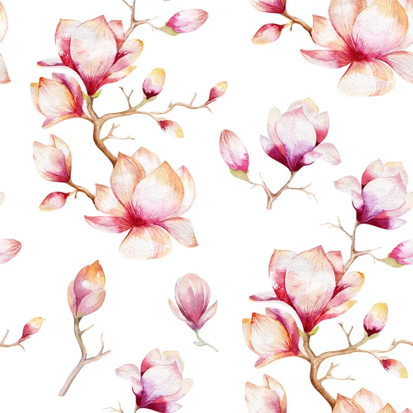 Papel de parede sem costura com flores de magnólia — Fotografia de Stock